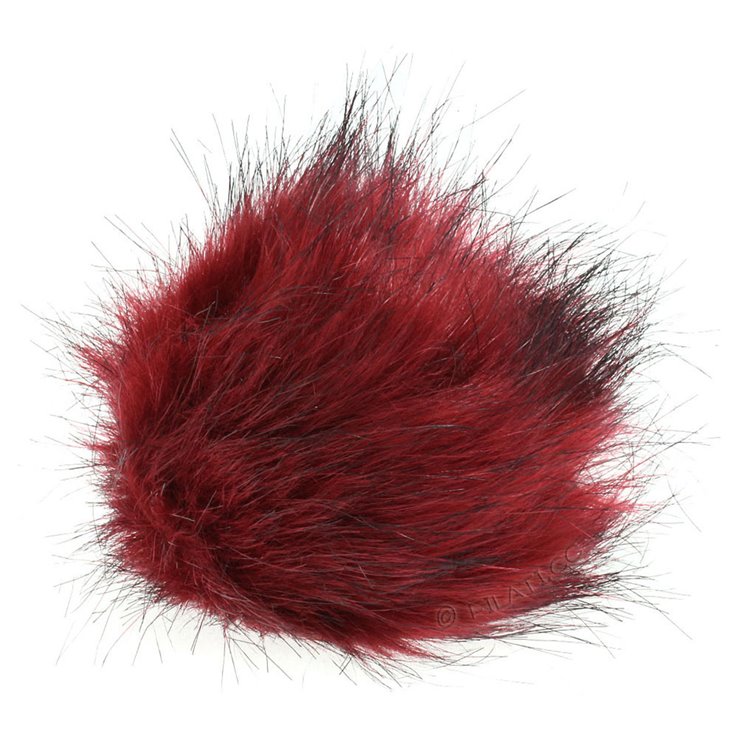 Tofs Pompon akryl mini - Röd/Svart