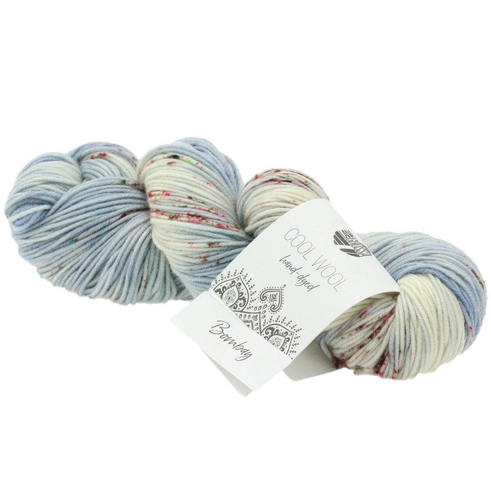 Cool Wool teinte à la main - 107 Bleu glacier/Gris/Blanc/Rose/Gris foncé