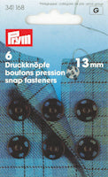 Tryckknapp 6 st, 13 mm svart