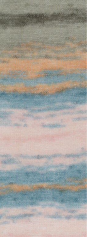 Silkhair Print - Orange/petrol/koppar/khaki UTGÅTT REA