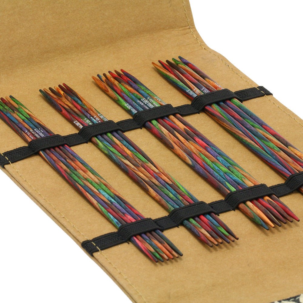 Strumpstickset Mini KnitPro Design - Holz multicolor/alcante - 2,25 - 3,5 mm - Butik Maglia