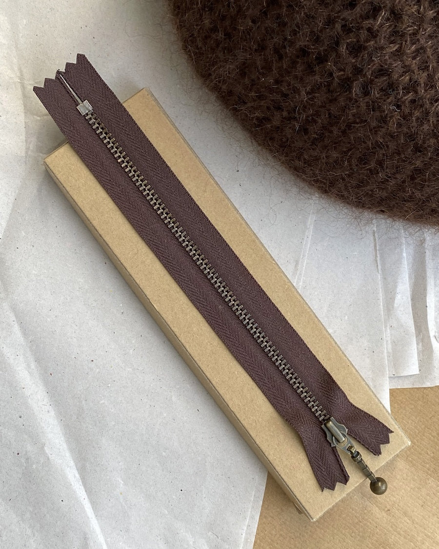 PetiteKnit Blixtlås 17 cm - Chokladbrun