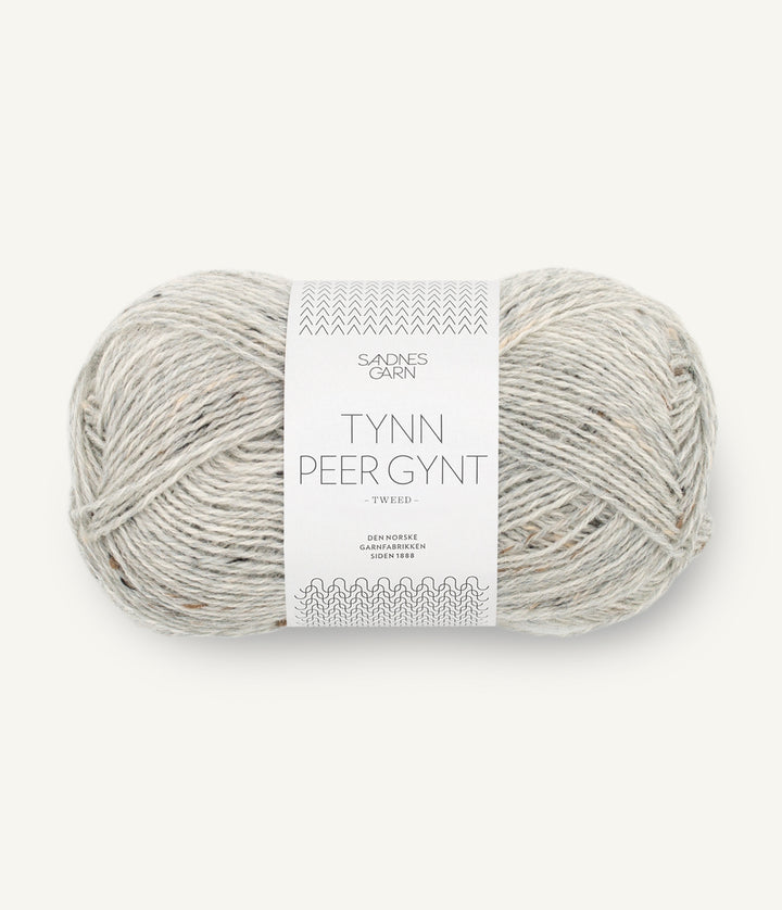 Tunn Peer Gynt - 1034 Ljus Gråmelerad med Natur Tweed