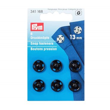 Tryckknapp 6 st, 13 mm svart