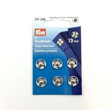 Tryckknapp 6 st, 13 mm silver