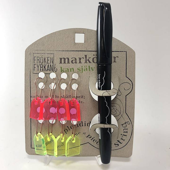 Fröken Fyrkant - KAN SJÄLV 8 - pack maskmarkörer gul/rosa med penna - Butik Maglia