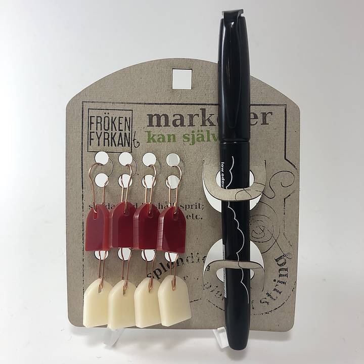 Fröken Fyrkant - KAN SJÄLV 8 - pack maskmarkörer röd/vit med penna - Butik Maglia
