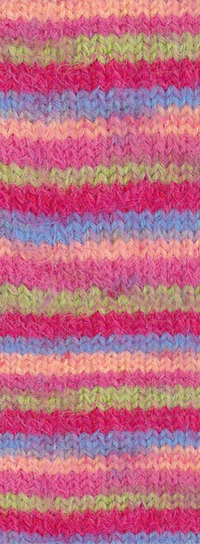 Meil. 100 Cosy Socks Multi stripes - 0152 Cerise/aprikos/grön/lila