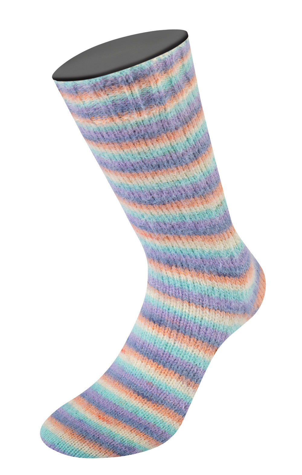 Meil. 100 Cosy Socks Multi stripes - 0153 Ljusgul/ljusblå/apelsin/lila
