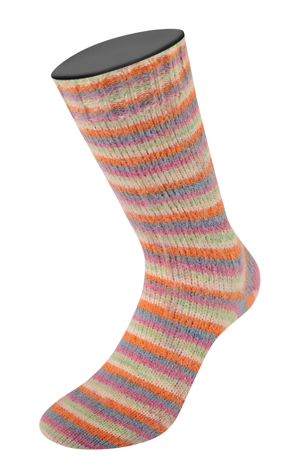 Meil. 100 Cosy Socks Multi stripes - 0154 Beige/lindblomsgrön/orange/cyklamen/mellanblå